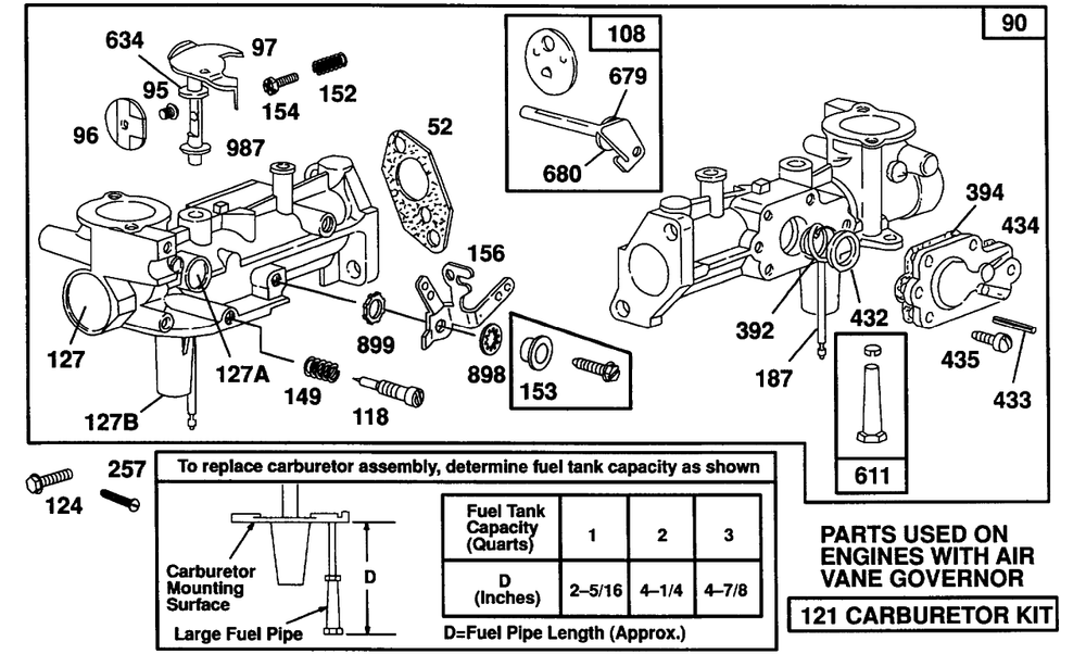 Pulsa Jet Carb. (Air Vane) Diagram and Parts List for 82232-0386-01  Briggs and Stratton Engine
